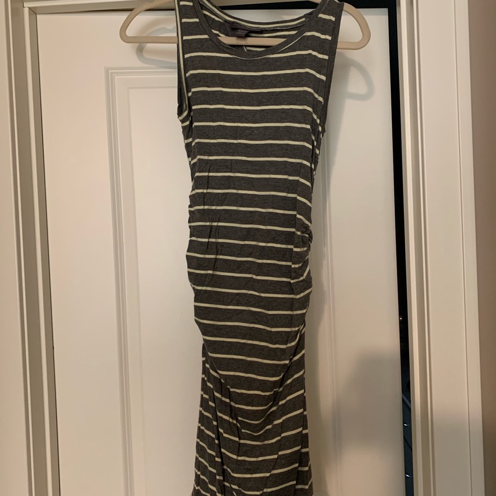 Maternity dress! Grey with light yellow stripes